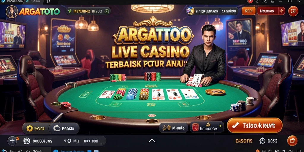 Tampilan gameplay ARGATOTO dengan dealer profesional di meja casino.
