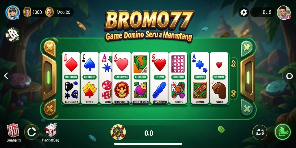 Skrinsut permainan Domino BROMO77 dengan tampilan menarik.