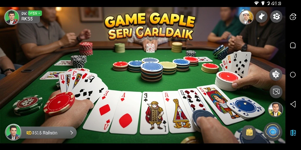 Screenshot dari gameplay Gaple RK55 yang mendebarkan.